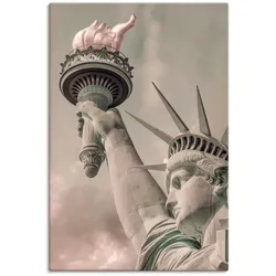 Leinwandbild ARTLAND "Freiheitsstatue urbaner Vintage-Stil", beige (farbe bild(er): naturfarben), B:80cm H:120cm T:1,8cm, Canvas, Leinwand, Bilder, auf Keilrahmen gespannt