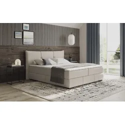 Boxbett MR. COUCH "Brewdley mit Bettkasten, inkl. Matratze", beige (stripes 8622 natur), B:205cm L:215cm, Polyester, Nylon, Komplettbetten, Topper und Zierkissen, in verschiedenen Härtegraden verfügbar