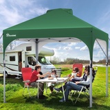 YITAHOME 3X3 wasserdichte Pavillon Faltpavillon, Faltbarer Stabil Pop up Pavillon Outdoor Anti-UV Gartenpavillon Höhenverstellbarfür Alle Jahreszeiten Für Party Camping Märkte Pool Festival, Grün