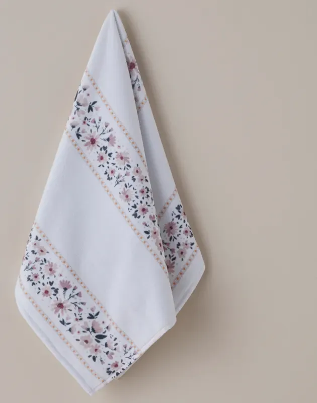 English Home Daisy Pink Baumwoll-Gesichtshandtuch 50x80 cm Weiß