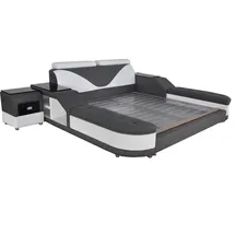 JV Möbel Leder Design Polster Bett 140 x 200 cm Schwarz