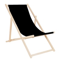Systafex Premium Relaxliege Liegestuhl Strandstuhl Gartenliege Sonnenliege klappbar (schwarz)