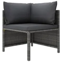 vidaXL Modular Ecksofa mit Kissen Gartensofa Sofa Lounge Gartenmöbel Einzelsofa Sessel Rattansofa Outdoor Terrasse Grau Poly Rattan