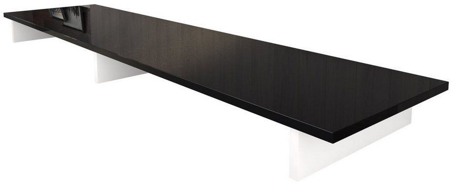 Vladon TV-Board Game (Aufsatz für TV-Boards, zur Erhöhung), Weiß matt/Schwarz Hochglanz (138,5 x 9,5 x 34,5 cm) schwarz|weiß