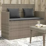 Teenpull – Gartenbank Mit Kissen Grau Poly Rattan