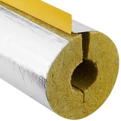 Steinwoll-Rohrschalen alukaschiert für Rohr 35 mm - Dämmschichtdicke 34 mm - geschlitzt - selbstklebend - Länge 1 m - 100% GEG