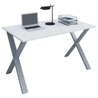 VCM my office Lona Schreibtisch weiß rechteckig, X-Fuß-Gestell silber