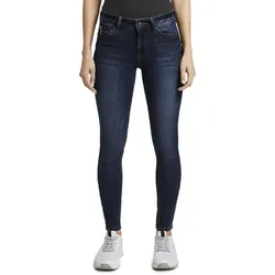 Skinny-fit-Jeans TOM TAILOR DENIM "JONA", Damen, Gr. 29, Länge 34, blau (schwarz stone wash denim), Denim/Jeans, Obermaterial: 72% Baumwolle, 27% Polyester, 1% Elasthan, casual, skinny fit lang, Jeans