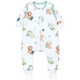 TupTam Schlafsack mit Beinen und Ärmeln OEKO-TEX zertifizierte Materialien, Winterschlafsack 2,5 TOG Unisex, Farbe: Safari (löwe, giraffe, elefant)), Größe: 92-98 - 92-98