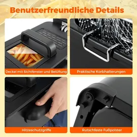 Costway Fritteuse 2000W schwarz