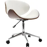 miliboo Design-Bürostuhl Weiß und Holz WALNUT
