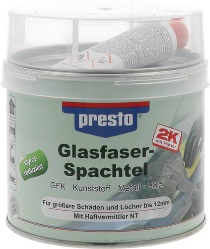 2K-Glasfaserspachtel prestolith® ext.grau-grün,Härter rot 1000g Dose PRESTO