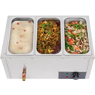 biusgiyeny 3x7L Buffetwärmer Warmhaltebehälter Essen Speisewärmer Warmhalteplatte Warmhaltebehälter Elektrisch für Speisen Buffetwärmer 220V 850W