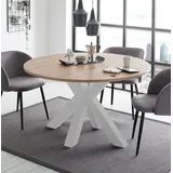 Esstisch weiss matt asteiche 110x78 cm Big System Rund Stern 110 Auszug - Weiß/Braun