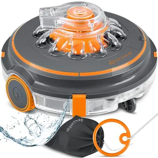 KESSER® Poolroboter Poolreiniger Akku Aqua-9000 inkl. Transporttasche Pool Roboter für bis 80m2 Pools, Li-Ion Akku max. 75 min, Kabellos Poolsauger Bodenreinigung Vollautomatisch Bodensauger Orange