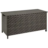 KOMFOTTEU Auflagenbox, Gartenbox wetterfest mit Deckel, 2 Rädern & erhöhten Beinen braun