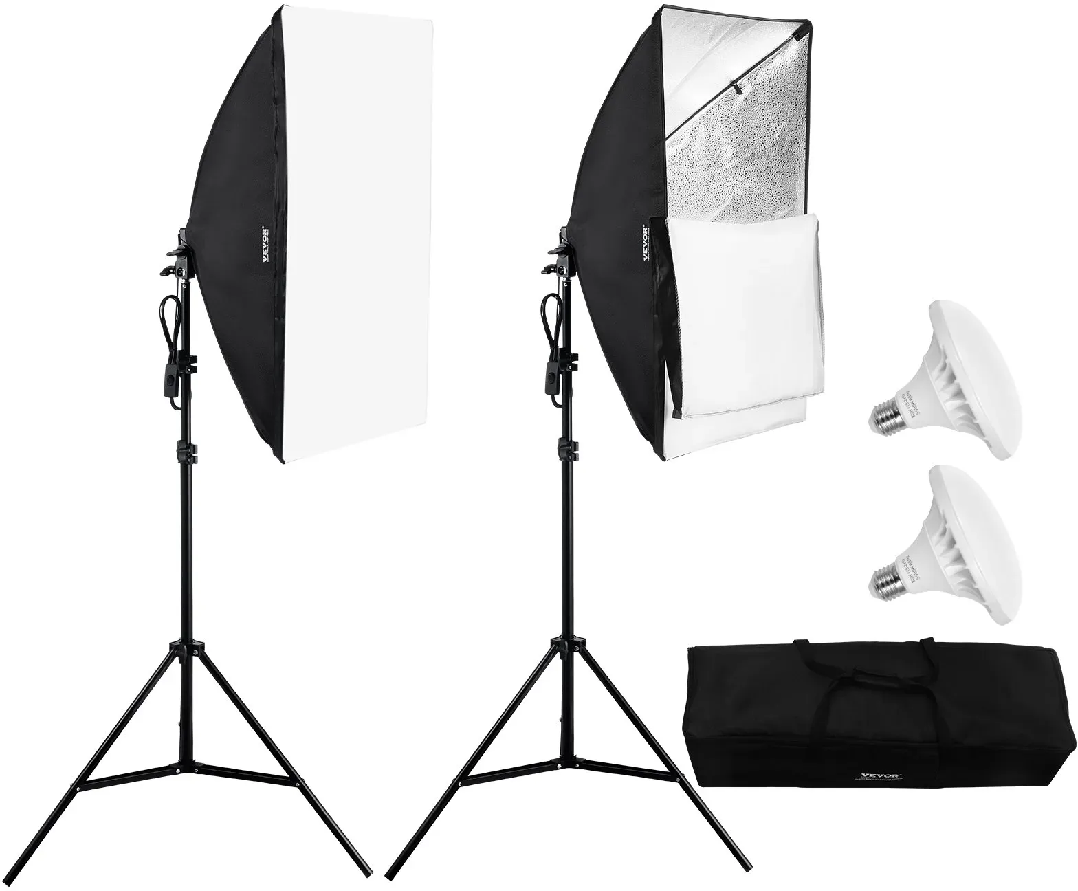 VEVOR 2er-Set Fotostudio Softbox 50x70cm Dauerlicht Studioleuchte Tragetasche