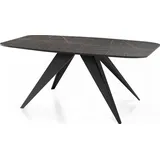 Ausziehbarer Esstisch im Loft-Stil - Industrieller Tisch in Schwarzer Marmoroptik mit Schwarzen Metallbeinen - Modernes Design für Wohnzimmer - 16... - Schwarz