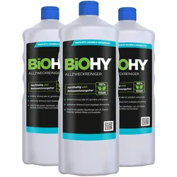 BiOHY Allzweckreiniger Konzentrat (3x1l Flasche) | Schonender Profi - Universalreiniger für Haushalt und Auto | vollständig biologisch abbaubar