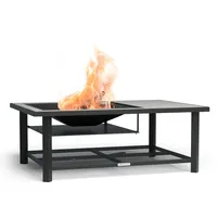 Blumfeldt Merano Avanzato L 3-in-1-Feuerschale mit Grillfunktion als Tisch, nutzbar 122 x 87 cm Steingrau