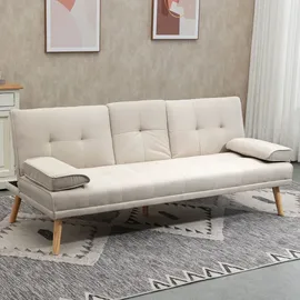 Homcom Schlafsofa Leinenoptik 3-Sitzer Grau/Beige
