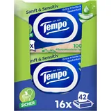 TEMPO Feuchtes Toilettenpapier Gentle Sensitive 16 Packungen mit 42 Tüchern
