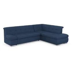 Ecksofa DOMO COLLECTION "Mona L-Form", blau, B:271cm H:80cm T:213cm, Struktur fein 100% Polyester, Chenilleoptik 100% Polyester, Sofas, wahlweise mit Bett- und Armlehnfunktion