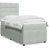 vidaXL Boxspringbett mit Matratze Hellgrau 140x200 cm Samt