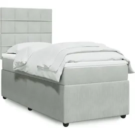 vidaXL Boxspringbett mit Matratze Hellgrau 140x200 cm Samt