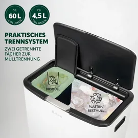 ELUNO Abfalleimer 60 l Weiß
