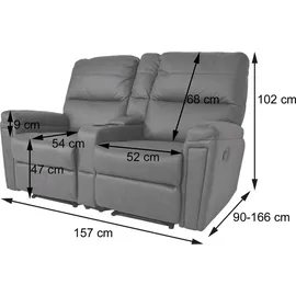 Mendler 2er Kinosessel HWC-K17 Stoff/Textil 157 x 102 x 0 cm Grau mit Relax-Funktion