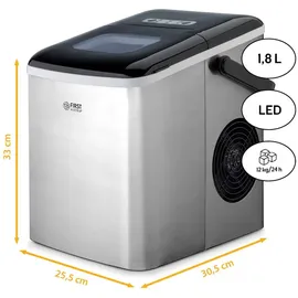 First Austria TZS First Austria Eiswürfelmaschine Edelstahl 9 Würfel in 7-9 Minuten, Eiswürfelbereiter 120W, Ice Cube Maker, 1,8 L Wassertank, LED Bedienpan... - Silber