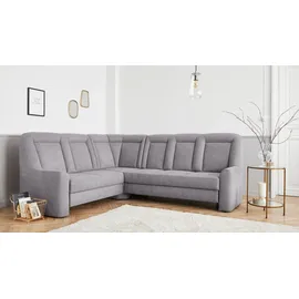 sit&more Ecksofa SIT & MORE "Melissa L-Form", grau, B:257cm T:217cm, 100% Polyester, Sofas, Ecksofa, klassisches Polsterprogramm, wahlweise Bettfunktion und Schubkasten