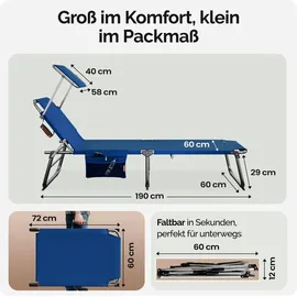 CASARIA Sonnenliege 150 x 60 x 100 cm Blau