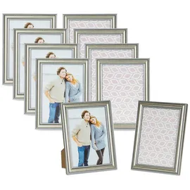 levandeo 10er Set Bilderrahmen 13x18cm Fotorahmen Silber Antik Portraitrahmen Glasscheibe Wanddeko Tischdeko