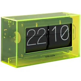 Karlsson Tischuhr Boxed Flip neongelb | 7,1x11,7 cm - Gelb