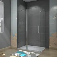 120X90X195cm Drehtür Falttür Schwenktür Eckeinstieg Dusche Duschabtrennung Duschkabine Duschtür 6mm Nano-glas mit Seitenwand