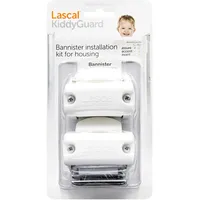 Lascal KiddyGuard Avant/Accent/Assure Rohrhalterung Set für Rollgehäuse, Stangenhalterung für runde oder eckige Geländer bis 50 mm Durchmesser, 2er-Set Rohrschellen, weiß