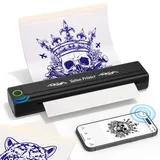 YOHOOLYO Tattoo drucker, Stencil drucker mit 10 Stück Papier, 203DPI Bluetooth Tattoo Maschine Set für Anfänger, Thermodrucker für Android iOS