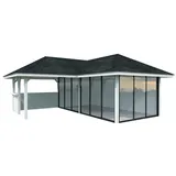 Palmako Pavillon Bianca 24,9 m2 Set 523 Slide Plus mit Isolierglas-Schiebetüren weiß lackiert