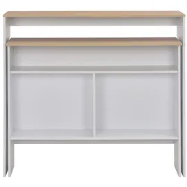 vidaXL Bartisch 130 x 40 x 120 cm Weiß/Eichefarben