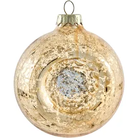 Beliani Weihnachtskugel 50er Set Glas rot/Gold handgemacht Weihnachtskugeln Sparkle