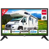 RCA RB24H2CU Fernseher 24 Zoll (TV 60 cm), für Wohnmobile und Wohnwagen 12V KFZ-Adapter, Dolby Audio, Triple Tuner DVB-C/T2/S2, VGA PC Connection,... - Schwarz