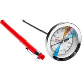 BROWIN® Analog Bratenthermometer mit Etui 100601 | 0-120 °C Garthermometer aus Edelstahl | Fleischthermometer zum Kochen, Braten | Kerntemperaturmesser für Fleisch | Thermometer für Schinkenkocher