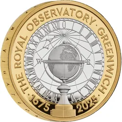 Großbritannien 2025: Teilvergoldete Silbermünze "Observatorium Greenwich"