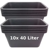BURI Mörtelkübel Set Pflanzwanne Mörtelkasten Pflanzkübel Zementkübel Maurerkasten, (10-tlg) schwarz