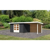 Karibu Gartenhaus Bastrup 7 Anthr.340x280x222 im Set mit AD 3m,28mm Rückwand