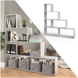 Vicco Treppenregal ASYM Raumteiler beton Bücherregal Standregal Aktenregal Hochregal Aufbewahrung Regal