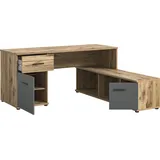 INOSIGN Eckschreibtisch »Riga, Breite 170cm, in Nox Oak Nachbildung und Basalt grau«, Bürotisch, Schreibtisch, Ecktisch, Arbeitszimmer, Computertisch