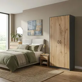 home collective Kleiderschrank 74 x 180 x 0 cm Anthrazit/Eiche